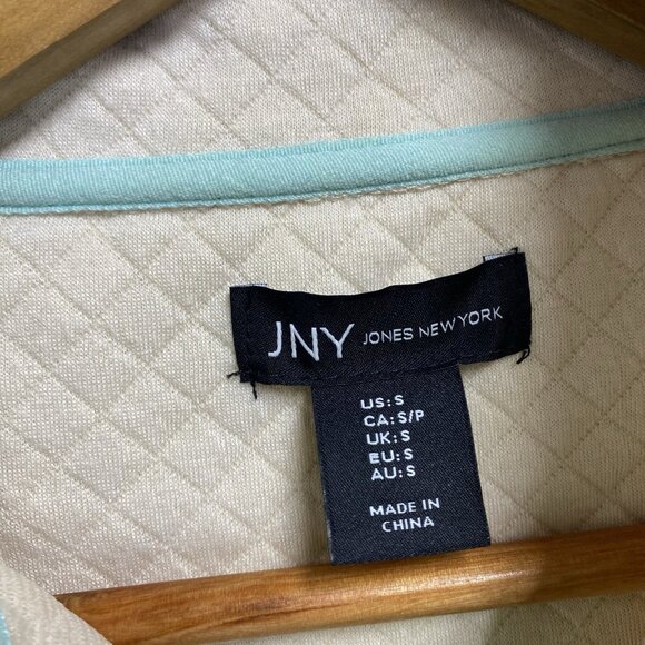 JNY-JONES NEW YORK Quilted Pullover Snap Mock Neck Sweatshirt Women Small Cream - Picture 8 of 16